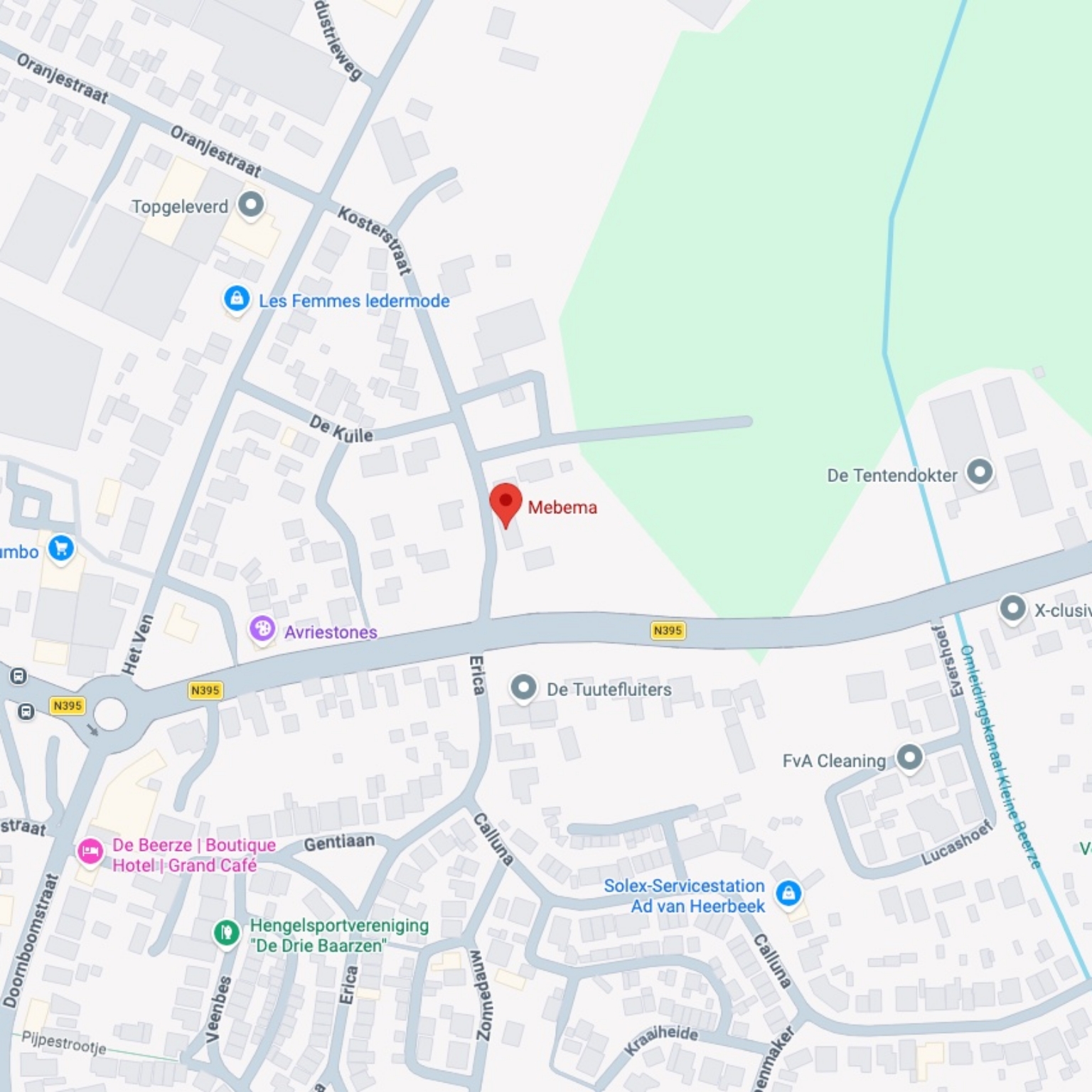 Kaart met de locatie van Mebema